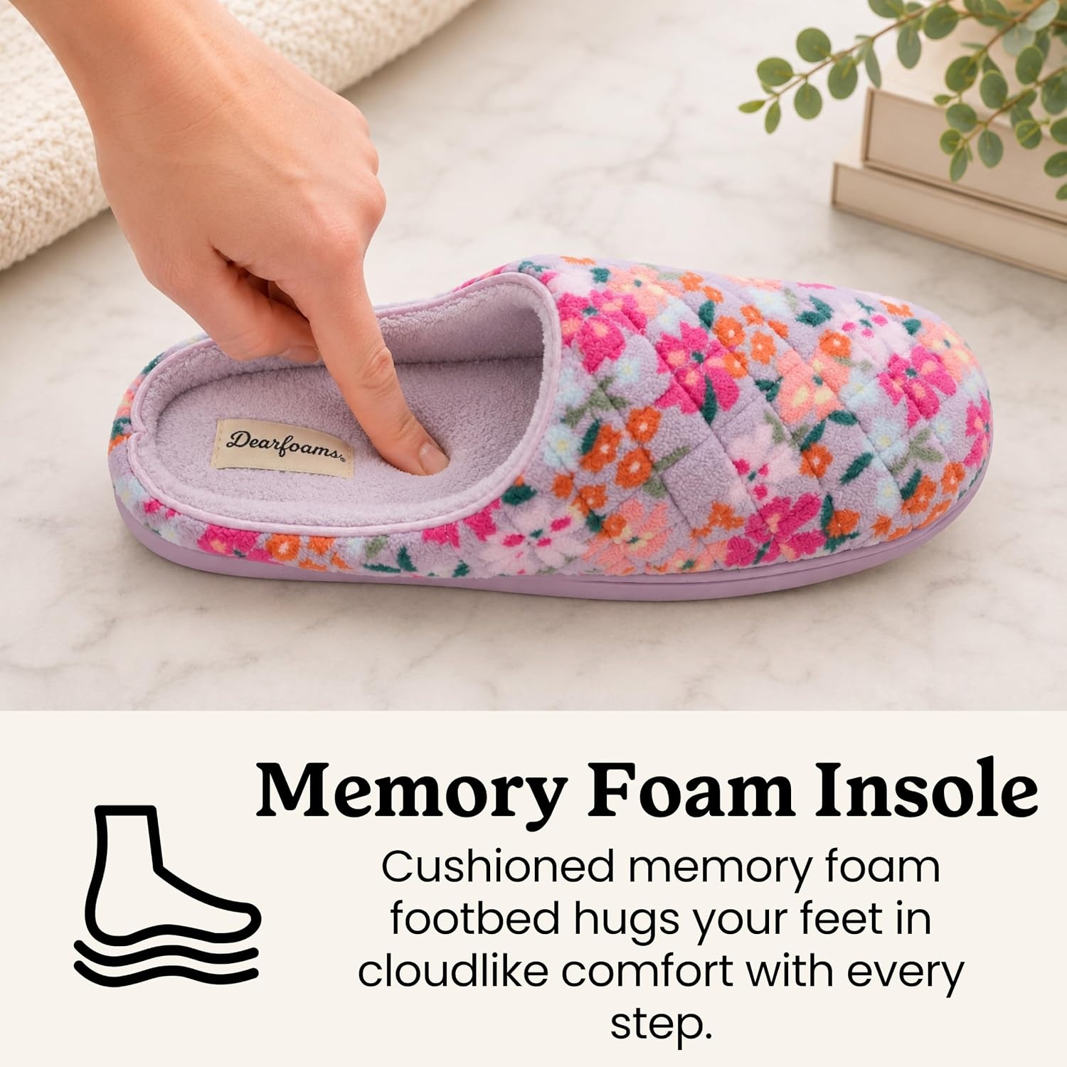 image:imageLeslie Terry Clog House Shoes with Memory Foam Indoor Slippers with Wide WidthsWisteria