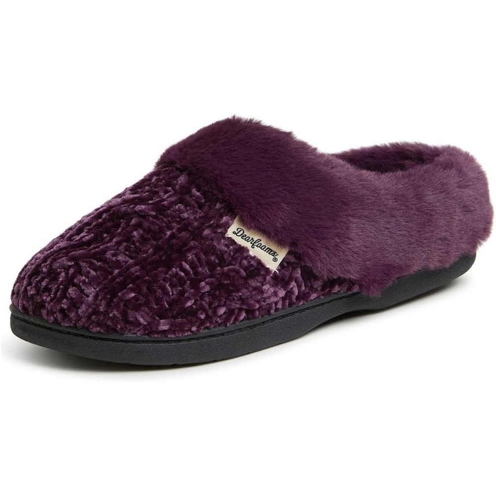 image:imageDearfoams Womens Claire Clog House Shoes Memory Foam Indoor House Slippers with Wide WidthsAubergine