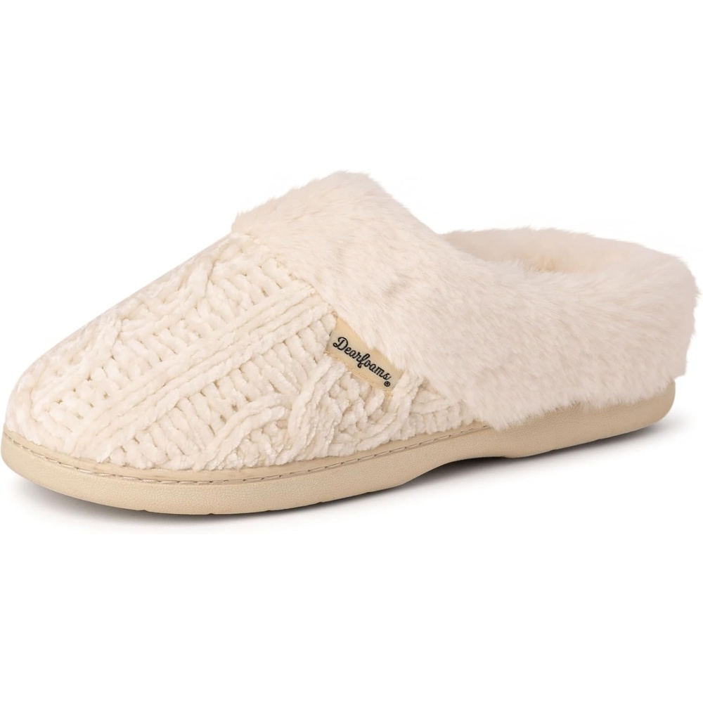 image:imageDearfoams Womens Claire Clog House Shoes Memory Foam Indoor House Slippers with Wide WidthsMuslin