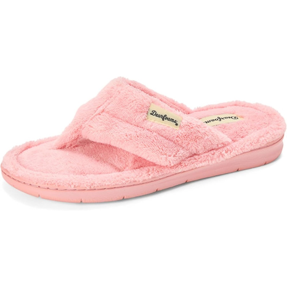 image:imageDearfoams WomensWrenley Terry Thong CORAL CREAM L