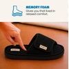 Dearfoams Mickey Adjustable Terry Slide, Memory Foam Washable Open Toe Indoor Summer House Slippers(Black Terry)