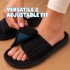 Dearfoams Mickey Adjustable Terry Slide, Memory Foam Washable Open Toe Indoor Summer House Slippers(Black Terry)