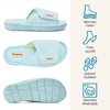 Dearfoams Mickey Adjustable Terry Slide, Memory Foam Washable Open Toe Indoor Summer House Slippers(Light Blue)