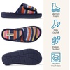 Dearfoams Mickey Adjustable Terry Slide, Memory Foam Washable Open Toe Indoor Summer House Slippers(Multi Stripes)