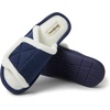 Dearfoams Mickey Adjustable Terry Slide, Memory Foam Washable Open Toe Indoor Summer House Slippers(Navy)