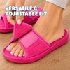 Dearfoams Mickey Adjustable Terry Slide, Memory Foam Washable Open Toe Indoor Summer House Slippers(Paradise Pink Terry)