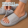 Dearfoams Mickey Adjustable Terry Slide, Memory Foam Washable Open Toe Indoor Summer House Slippers(Sleet Terry)