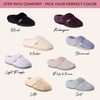 Dearfoams Women’s Claire Clog House Shoes Memory Foam Indoor House Slippers with Wide Widths(Stonewash)