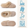 Dearfoams Women’s Claire Clog House Shoes Memory Foam Indoor House Slippers with Wide Widths(Tan)