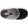 Dearfoams Women’s Fireside Sydney Shearling Indoor/Outdoor Scuff Slipper with Wide Widths, Black/Grey Fur, 8