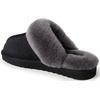 Dearfoams Women’s Fireside Sydney Shearling Indoor/Outdoor Scuff Slipper with Wide Widths, Black/Grey Fur, 8