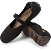 Dearfoams Womens Haddy Mary Jane Travel Flat(Black Sport Knit)