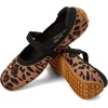 Dearfoams Womens Haddy Mary Jane Travel Flat(Leopard Sport Knit)