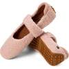 Dearfoams Womens Haddy Mary Jane Travel Flat(Pale Mauve Teddy)