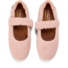 Dearfoams Womens Haddy Mary Jane Travel Flat(Pale Mauve Teddy)