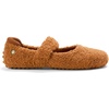 Dearfoams Womens Haddy Mary Jane Travel Flat(Whiskey Teddy)