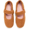 Dearfoams Womens Haddy Mary Jane Travel Flat(Whiskey Teddy)