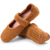 Dearfoams Womens Haddy Mary Jane Travel Flat(Whiskey Teddy)