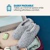 Dearfoams Women’s Memory Foam Non Slip Sherpa Indoor Travel House Shoes Slipper Sock With Storage Bag(Sleet Sherpa)