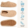Dearfoams Women’s Memory Foam Non Slip Sherpa Indoor Travel House Shoes Slipper Sock With Storage Bag(Tan Sherpa)