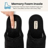 Dearfoams womens Sharon Terry Slide House Shoes With Memory Foam, Fuzzy Cozy Indoor Summer Slippers(Black)