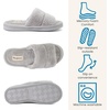Dearfoams womens Sharon Terry Slide House Shoes With Memory Foam, Fuzzy Cozy Indoor Summer Slippers(Grey)
