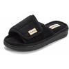 Dearfoams Mickey Adjustable Terry Slide, Memory Foam Washable Open Toe Indoor Summer House Slippers(Black Terry)