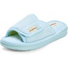 Dearfoams Mickey Adjustable Terry Slide, Memory Foam Washable Open Toe Indoor Summer House Slippers(Light Blue)