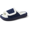 Dearfoams Mickey Adjustable Terry Slide, Memory Foam Washable Open Toe Indoor Summer House Slippers(Navy)