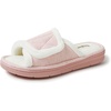 Dearfoams Mickey Adjustable Terry Slide, Memory Foam Washable Open Toe Indoor Summer House Slippers(Pink)