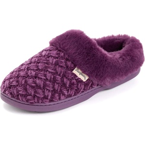 Dearfoams Women’s Claire Clog House Shoes Memory Foam Indoor House Slippers with Wide Widths(Burgundy)