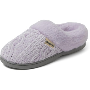 Dearfoams Women’s Claire Clog House Shoes Memory Foam Indoor House Slippers with Wide Widths(Light Purple)