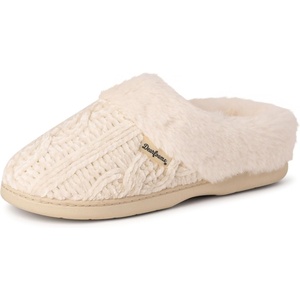 Dearfoams Women’s Claire Clog House Shoes Memory Foam Indoor House Slippers with Wide Widths(Muslin)
