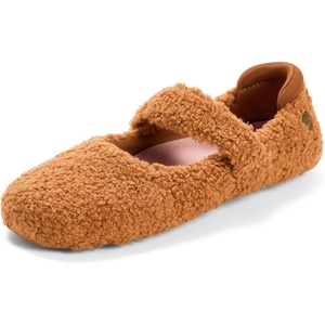Dearfoams Womens Haddy Mary Jane Travel Flat(Whiskey Teddy)