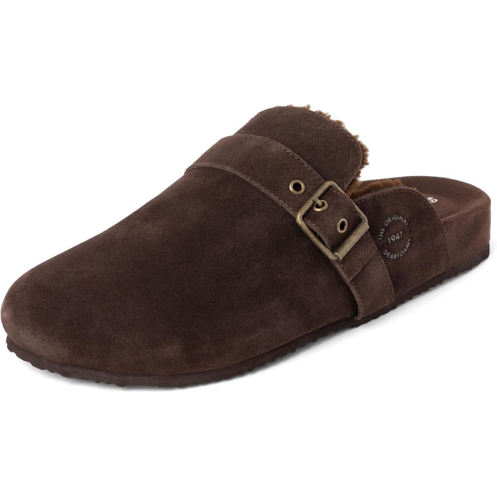 image:imageDearfoams mens House Slipper Memory Foam Suede Scuff Finn Soft Footbed Indoor ShoesCoffee