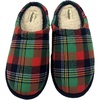Dearfoams Womens Red & Green Christmas Plaid Holiday Slippers Scuffs 5-6