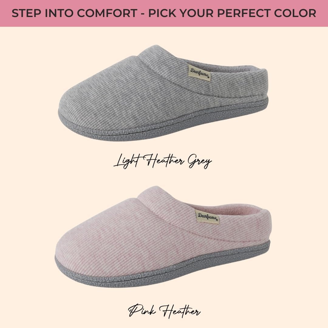 image:imageLeslie Terry Clog House Shoes with Memory Foam Indoor Slippers with Wide WidthsLight Heather Grey