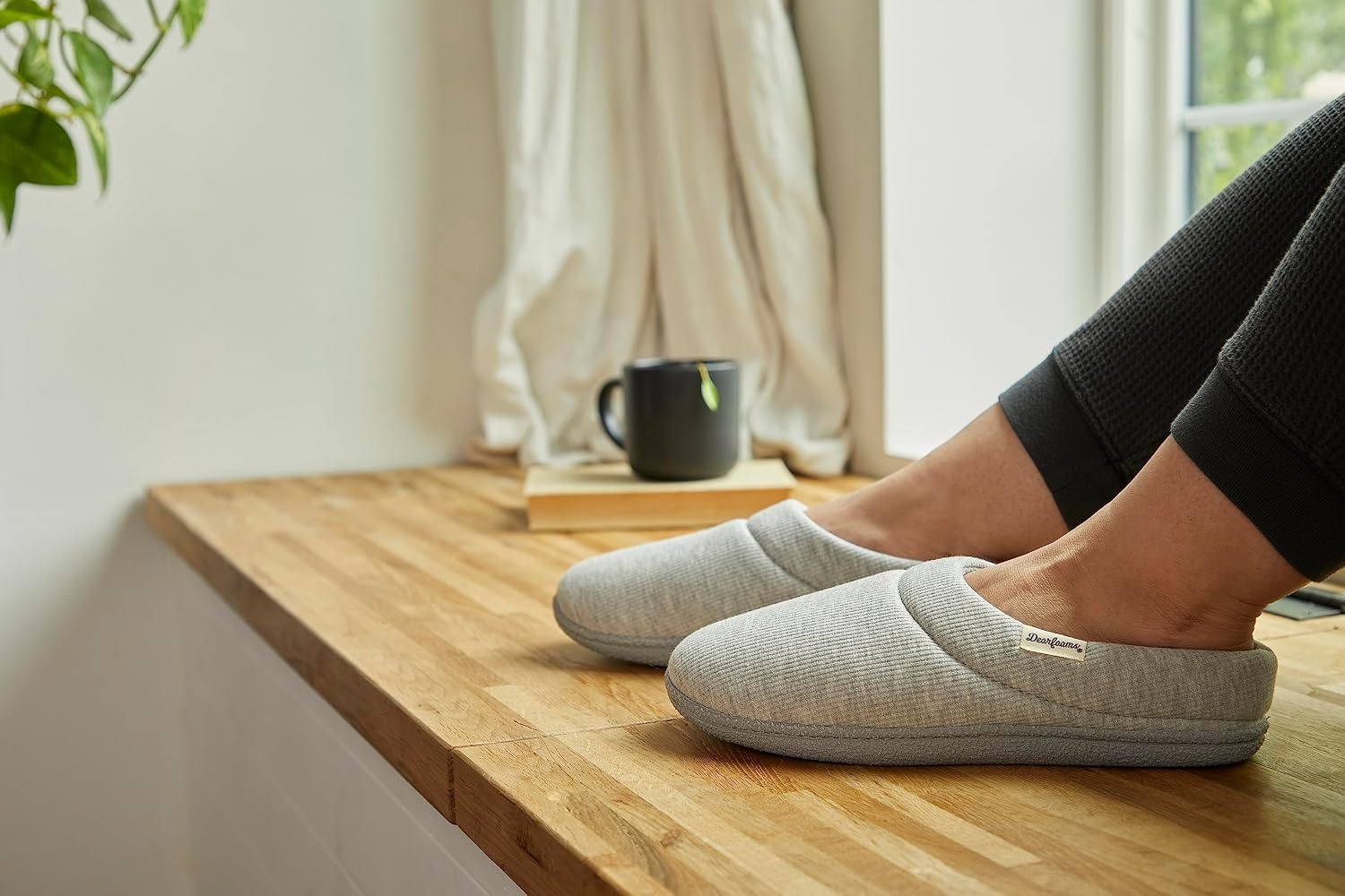 image:imageLeslie Terry Clog House Shoes with Memory Foam Indoor Slippers with Wide WidthsLight Heather Grey