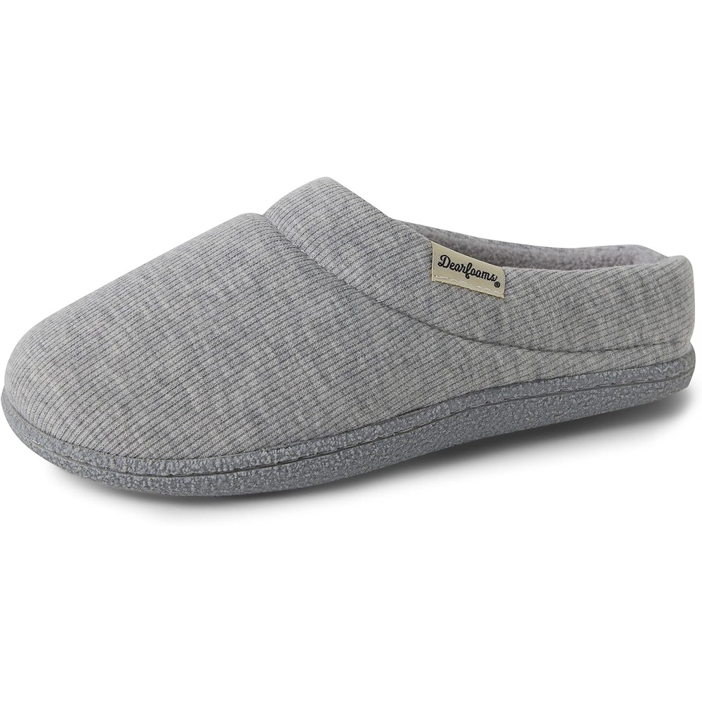 image:imageLeslie Terry Clog House Shoes with Memory Foam Indoor Slippers with Wide WidthsLight Heather Grey
