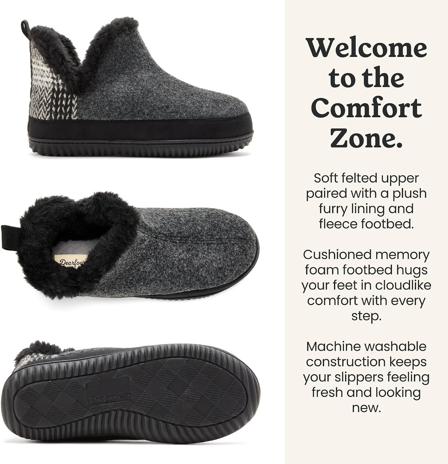 image:imageDearfoams Womens Dearfoams Womens Indoor Outdoor Harlene Boot House Shoes SlippersBlack