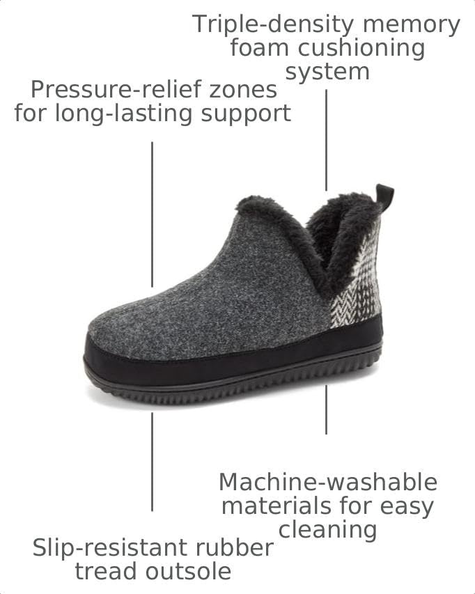 image:imageDearfoams Womens Dearfoams Womens Indoor Outdoor Harlene Boot House Shoes SlippersBlack