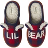 Dearfoams Memory Foam Lil Bear Buffalo Plaid Slippers (9/10)(Red)