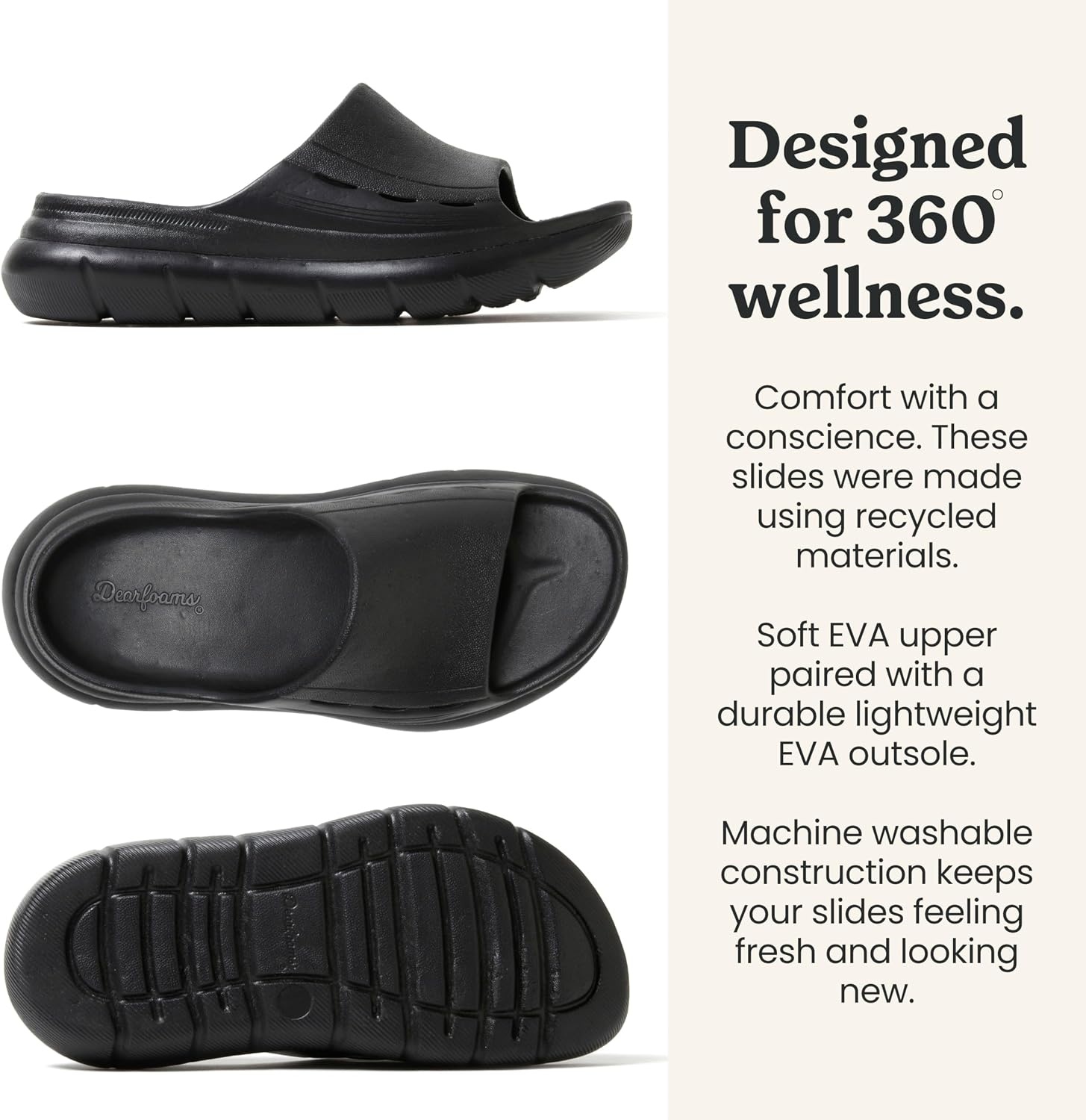 image:imageDearfoams Mens Eva Lightweight Regrind Pillow Slide SandalBlack