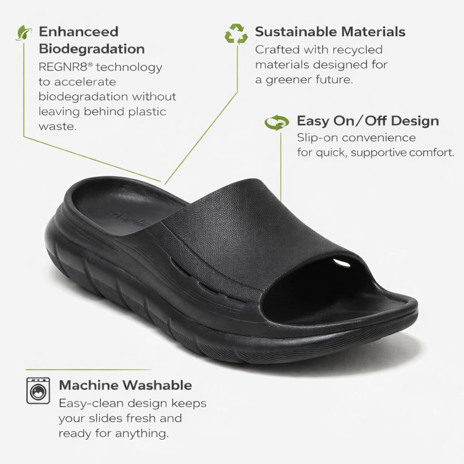 image:imageDearfoams Mens Eva Lightweight Regrind Pillow Slide SandalBlack