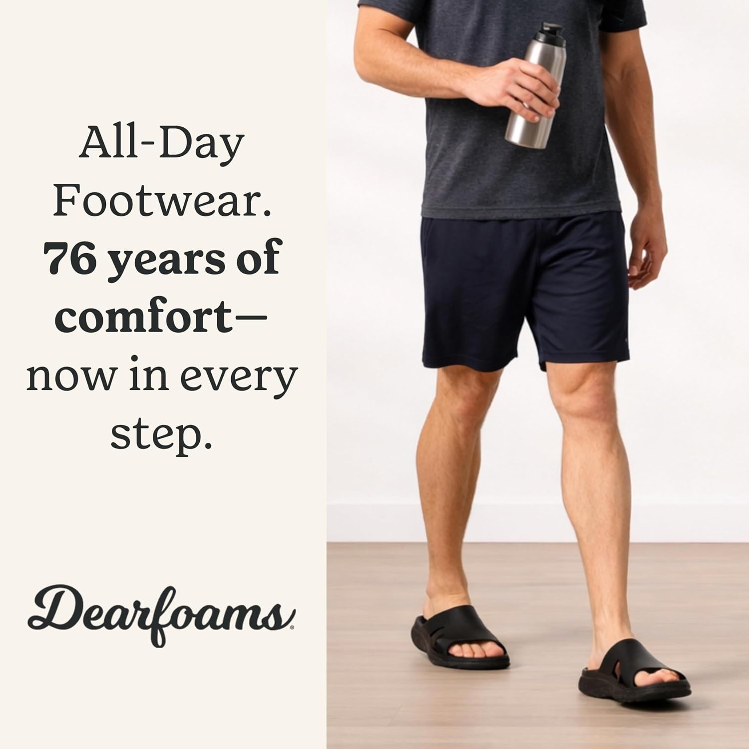 image:imageDearfoams Mens Eva Lightweight Regrind Pillow Slide SandalBlack