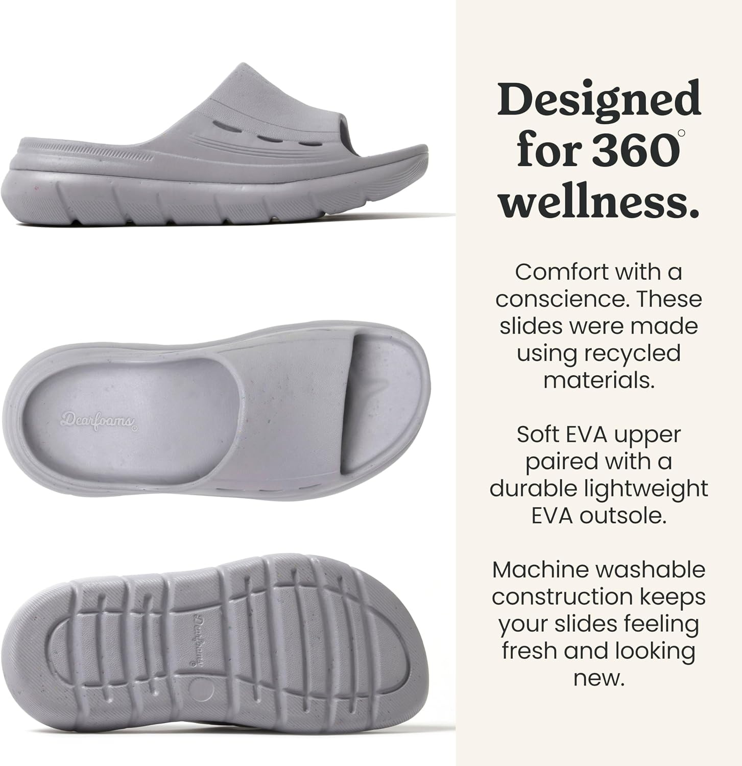 image:imageDearfoams Mens Eva Lightweight Regrind Pillow Slide SandalSleet