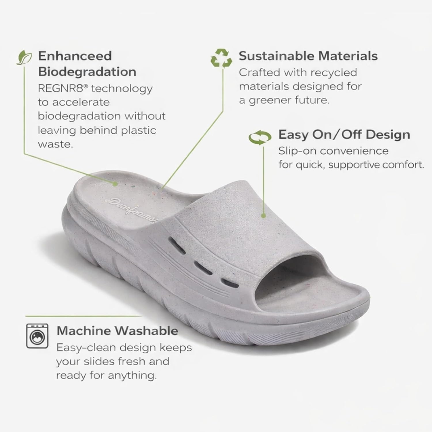 image:imageDearfoams Mens Eva Lightweight Regrind Pillow Slide SandalSleet