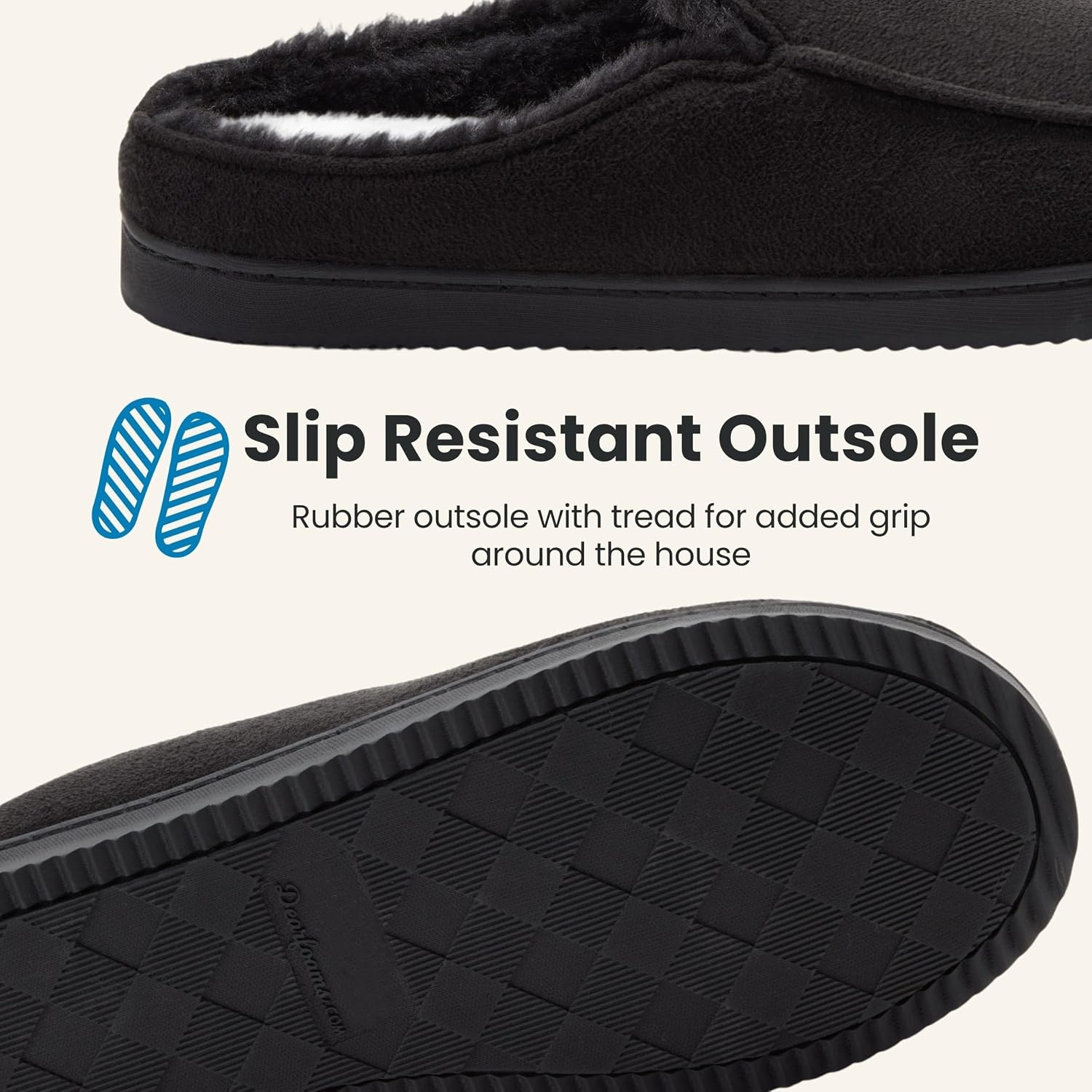 image:imageDearfoams Mens Memory Foam House Shoes Microsuede Moc Toe Clog SlippersBlack