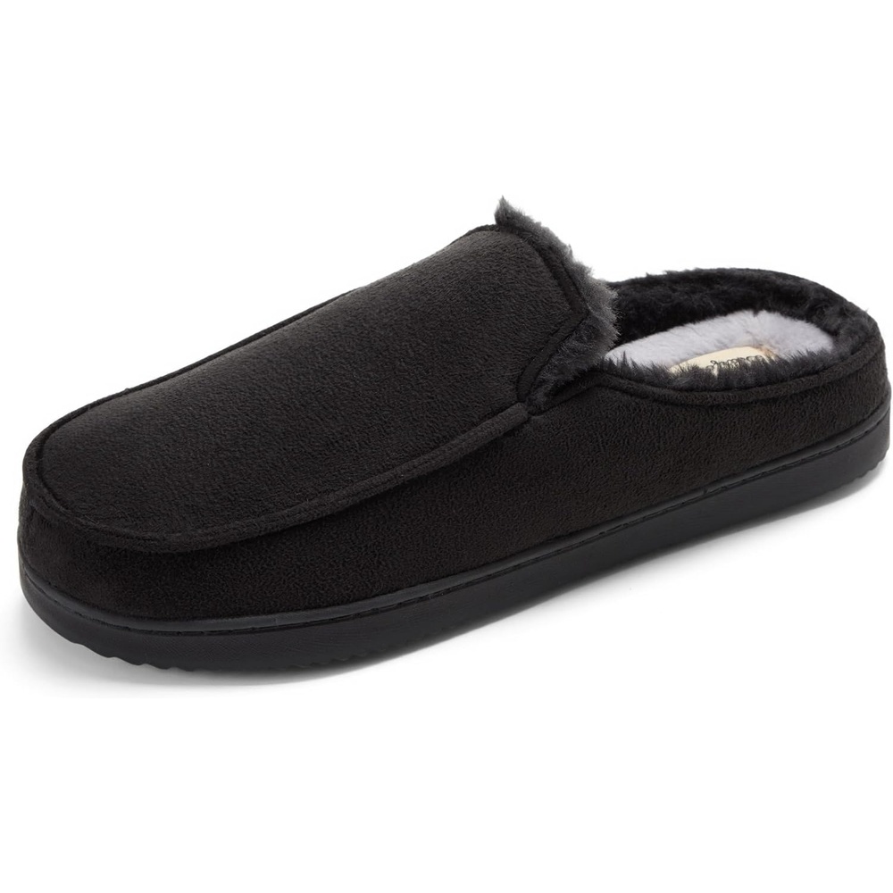 image:imageDearfoams Mens Memory Foam House Shoes Microsuede Moc Toe Clog SlippersBlack
