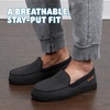 Dearfoams Men’s Keaton Moccasin House Shoes With Memory Foam, Indoor Slippers With Wide Widths(Black Heather)